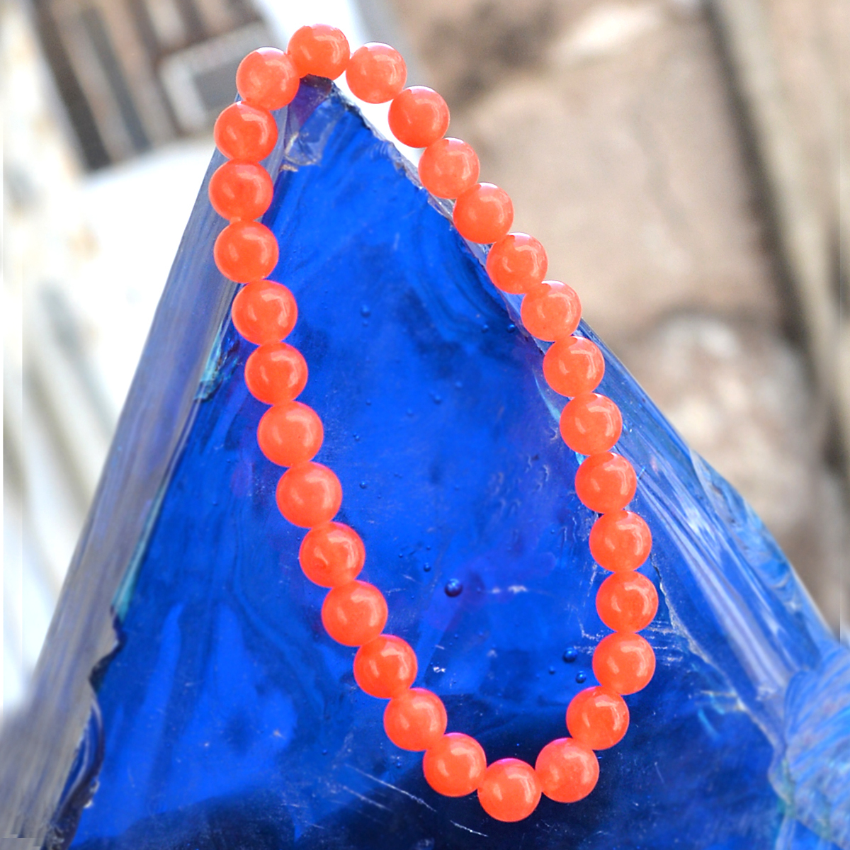 Stone Orange Quartz Beaded Bracelet Pg-156722