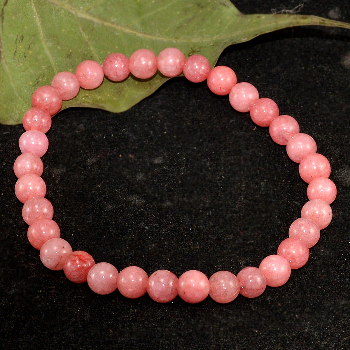 Stone Pink Quartz Beaded Bracelet Pg-156723