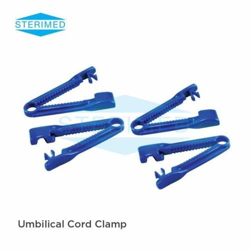Umbilical Cord Clamp - Medical Grade PVC, Universal Size , Sterile Blue Clamp with Permanent Locking System and Finger Grip for Easy Handling