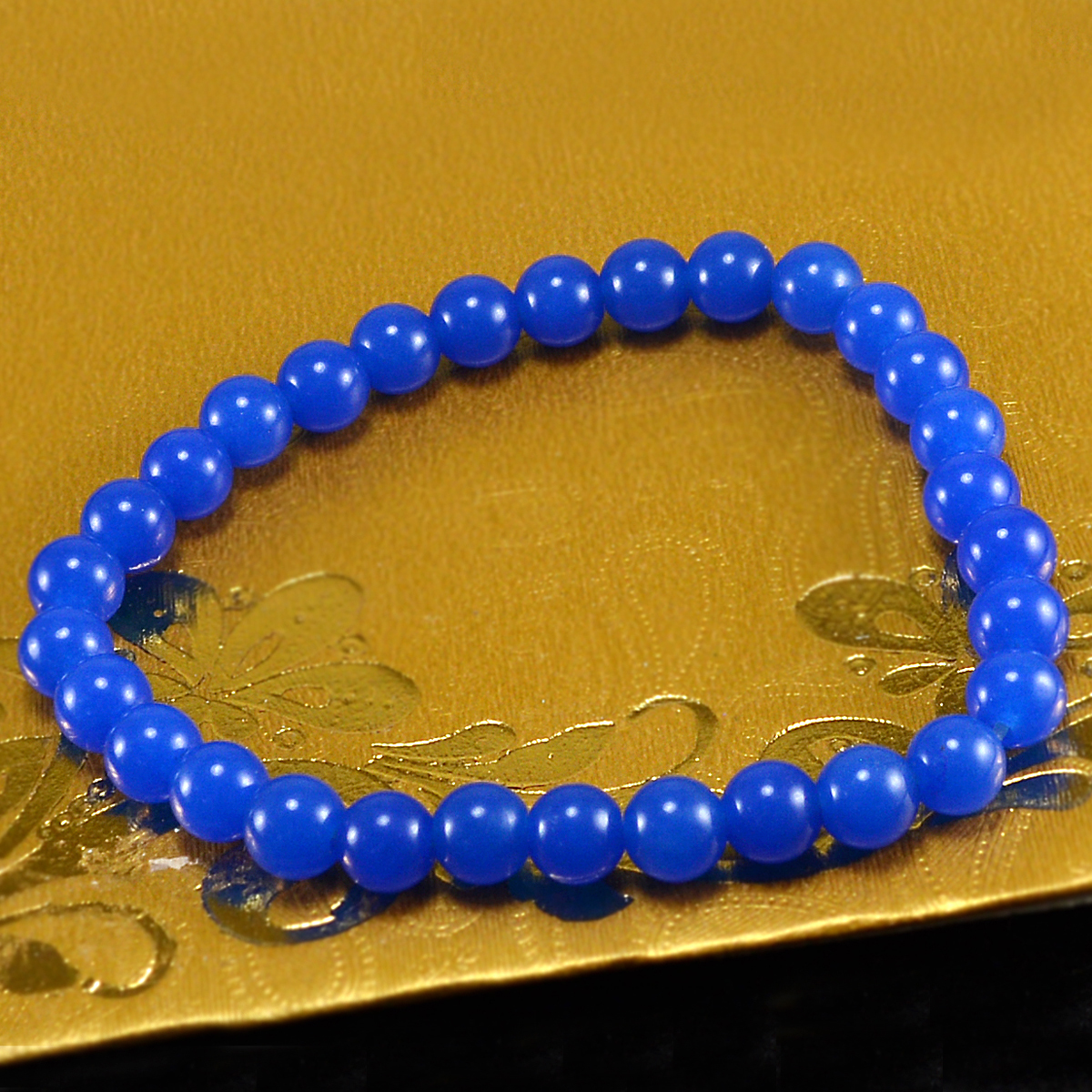 Dark Blue Quartz Bracelet - 6mm Beaded Stretchable Design | Unisex Healing Jewelry Ideal For Weddings And Anniversaries