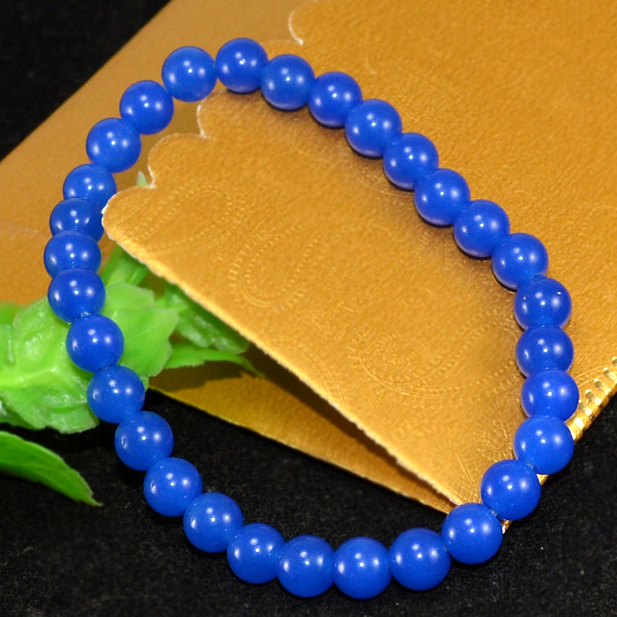 Dark Blue Quartz Bracelet - 6mm Beaded Stretchable Design | Unisex Healing Jewelry Ideal For Weddings And Anniversaries