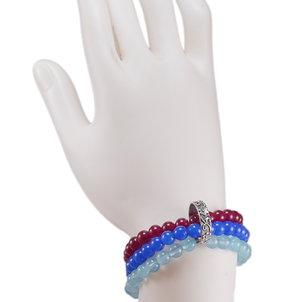 Stone Blue & Pink Quartz Beaded Bracelet Pg-156739