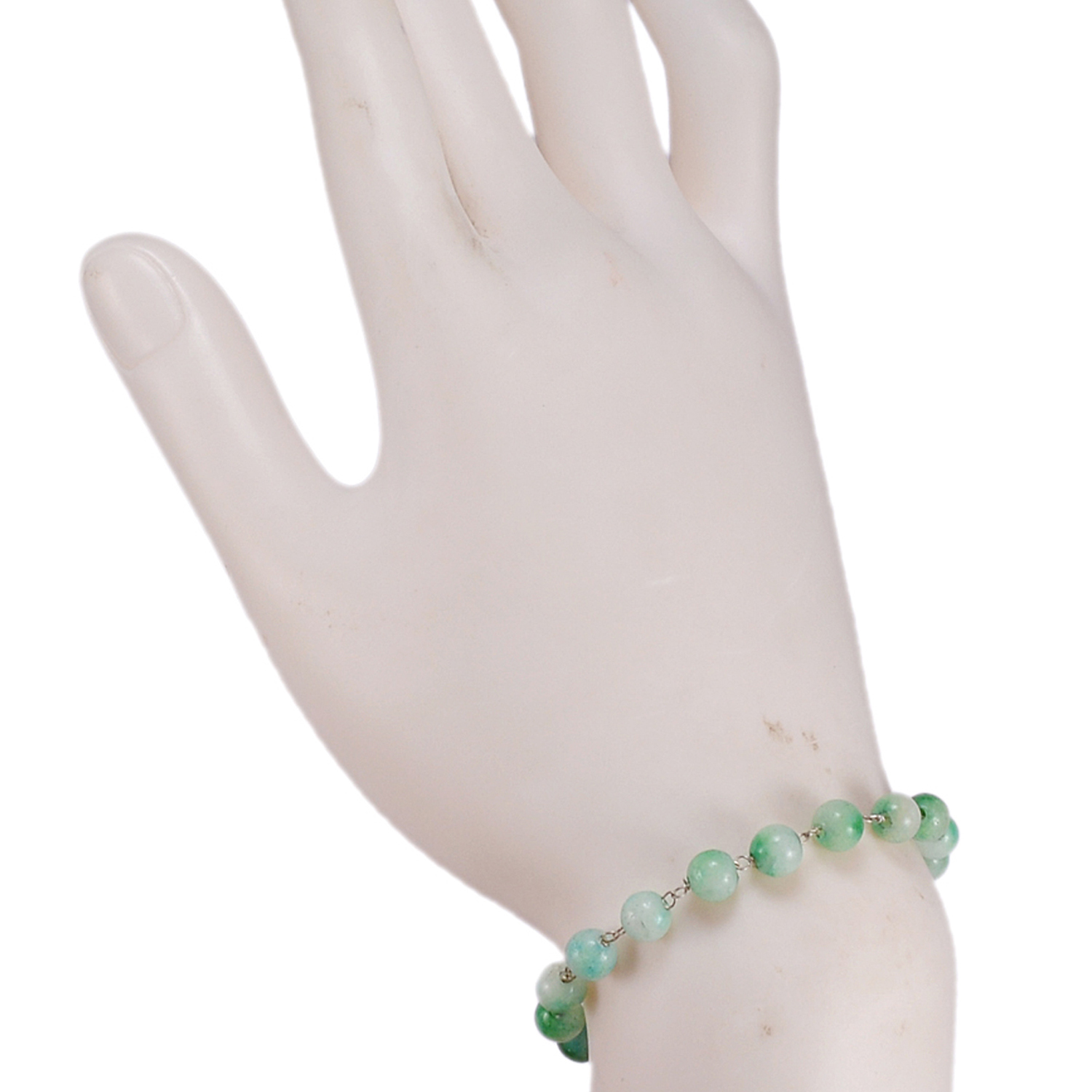 Green Quartz Beaded Silver Bracelet Pg-156746 Gender: Women