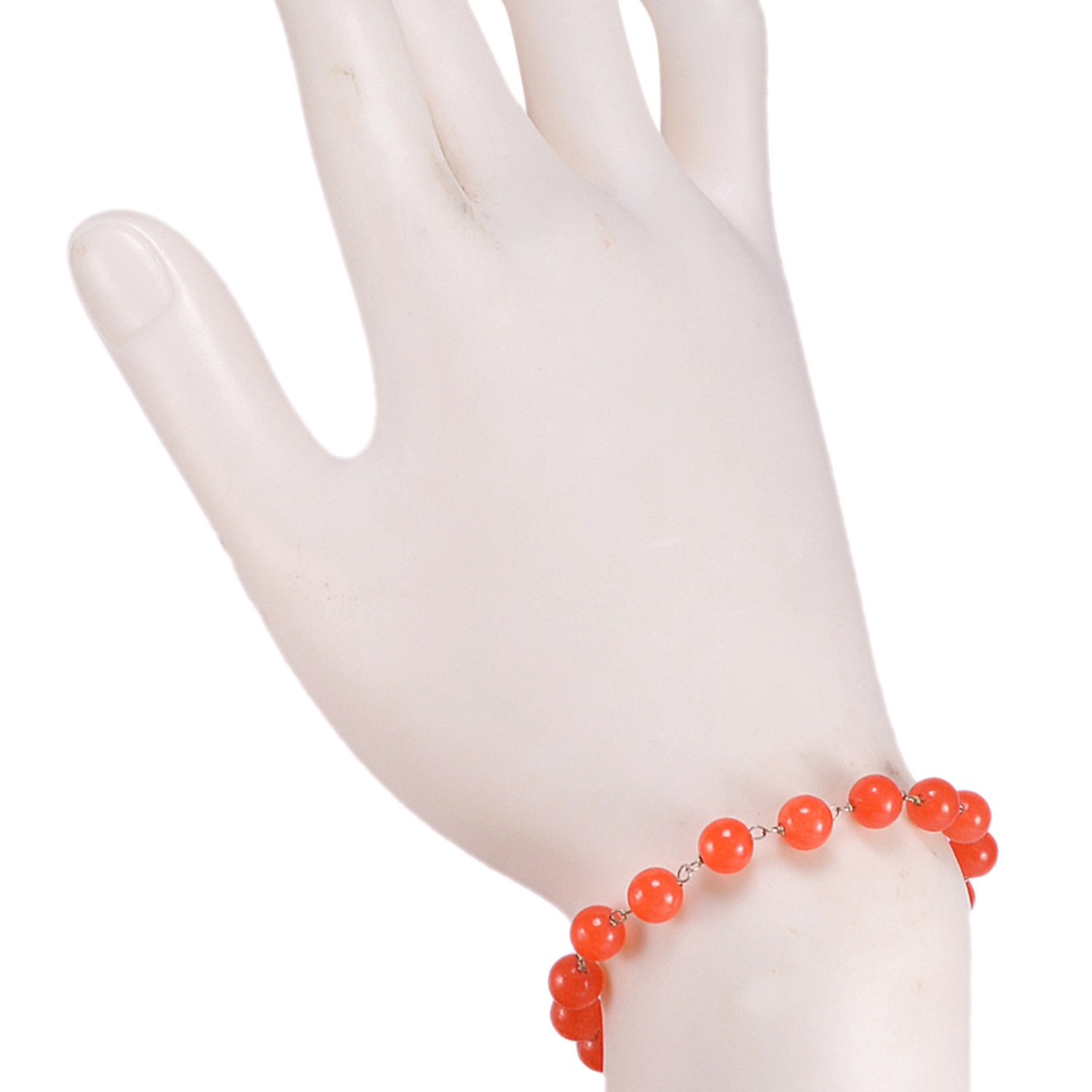 Orange Quartz Beaded Silver Bracelet Pg-156753 Gender: Women