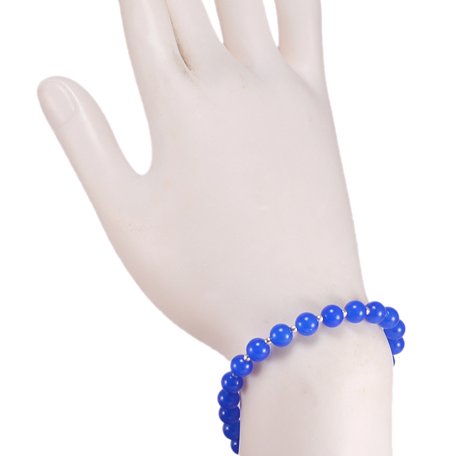 Blue Quartz Beaded Bracelet - 6mm 925 Sterling Silver Unisex Jewelry For Weddings And Anniversaries