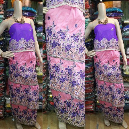 गुलाबी, नीला कशीदाकारी डिजाइनर जॉर्ज कपड़ा