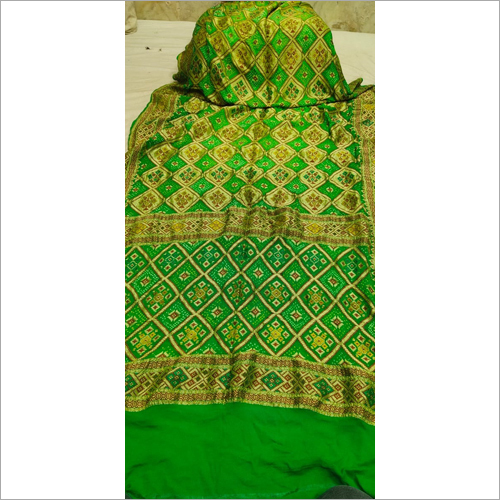 Chiffon Handloom Khaddi Bandhej Patola Saree - Cotton Silk Fabric, Elegant Plain Design For Party Wear, Versatile For Summer And Winter