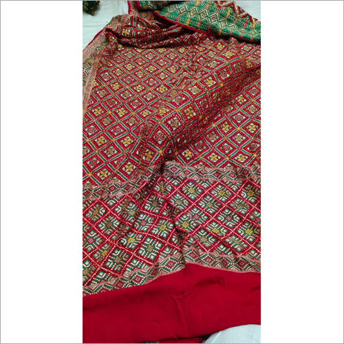 Chiffon Handloom Khaddi Bandhej Patola Saree - Cotton Silk Fabric, Elegant Plain Design For Party Wear, Versatile For Summer And Winter