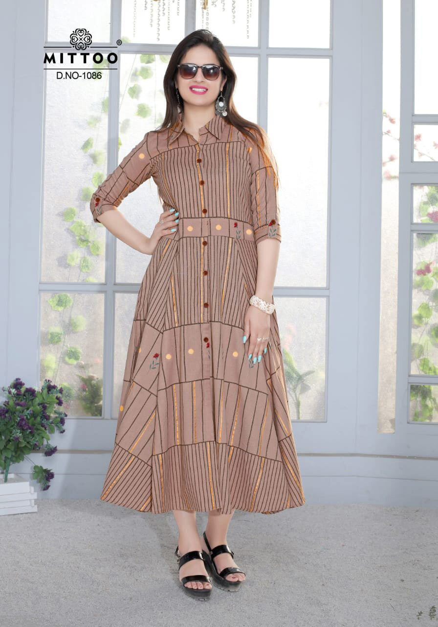 Spring Belt Vol-3 Mittoo Rayon Cotton Flair Wholesale Kurti