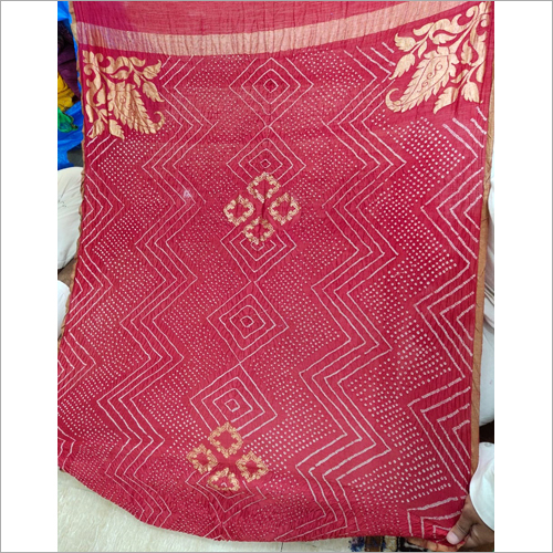 Moonga Spun Silk Pure Handloom Fancy Bandhej Dupatta - Cotton Material, Customized Size, Plain Pattern, Seasonal Versatility | Traditional Ethnic Appeal
