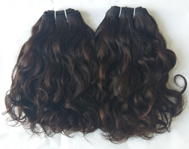 Natural Color Raw Virgin Curly Human Hair Machine Weft Hair