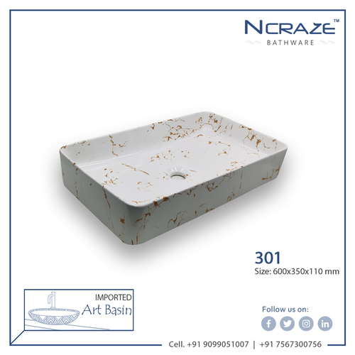 Decorative Discounted Price Cream Color Table Top Wash Basin