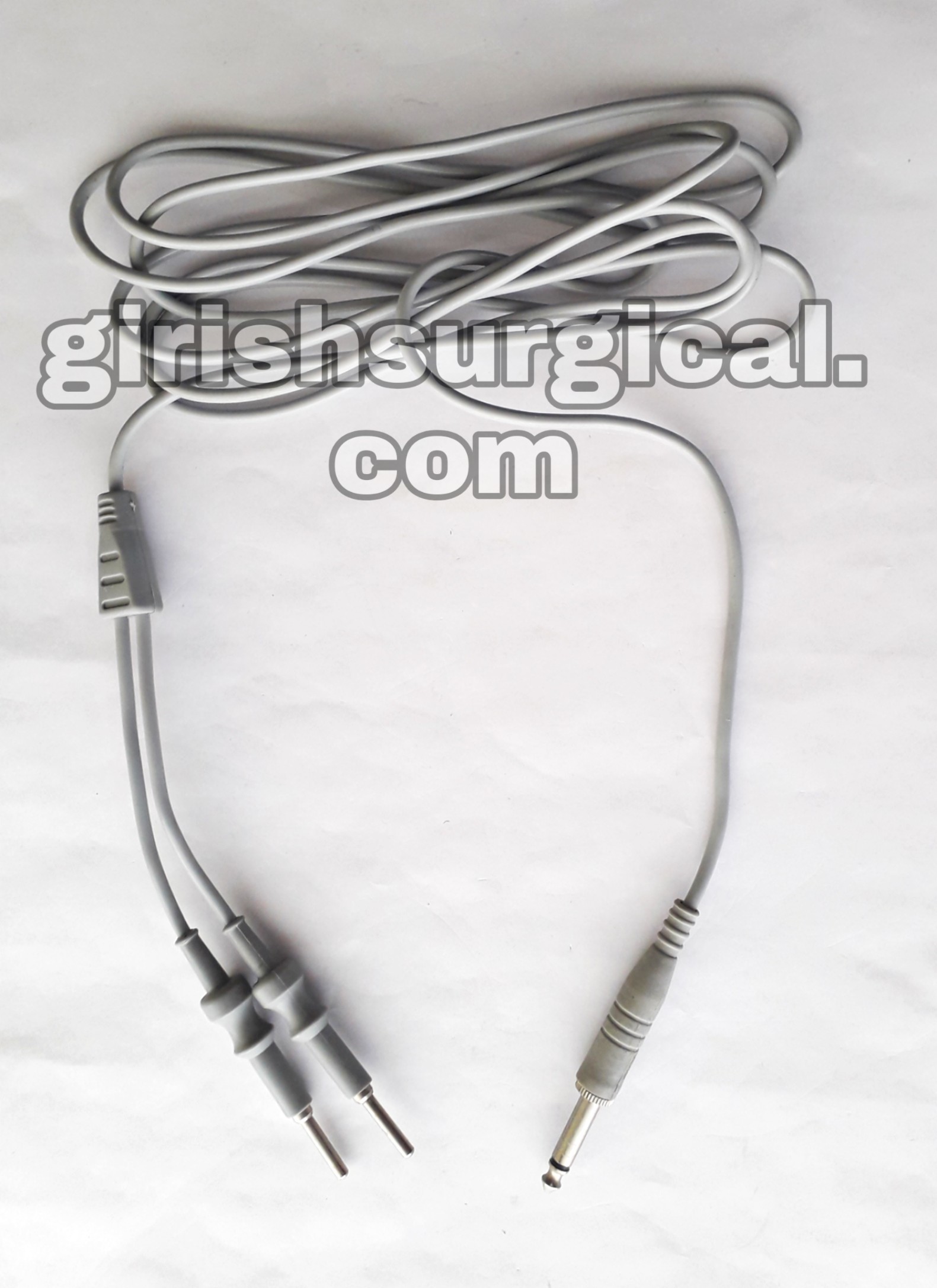 L & T Patient Plate Cable Cord - 16/0.12mmx2core, 3mmx5mm Grey Silicone Rubber Insulated Atc Cable | Reusable Autoclavable 1x2 Jack Pin, Ideal For Surgical Applications In Hospitals
