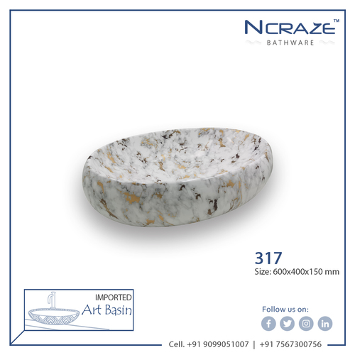 Decorative Shaded Art Work Oval Wash Basin
