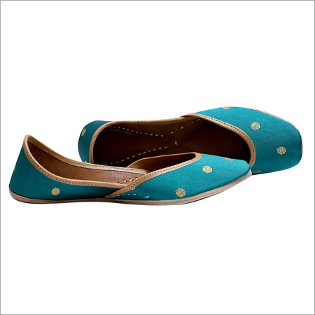 Green Color Fabric Jutti