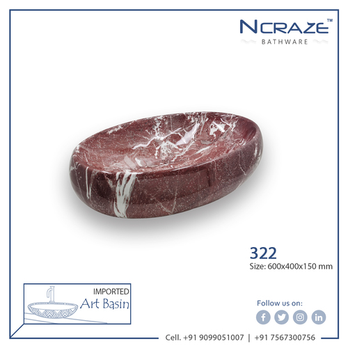 Decorative Brownish-Red White Shaded Imported Wash Basin