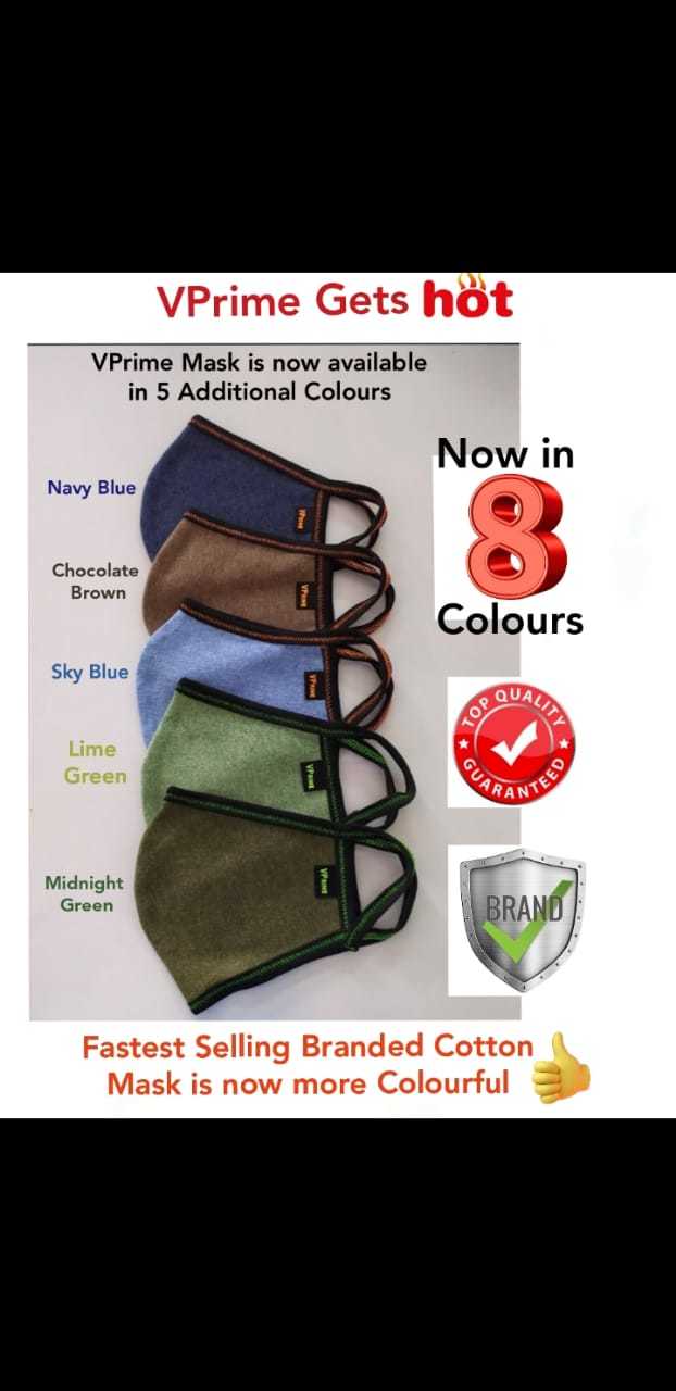 Cotton Face Mask - Double Layer Knitted Fabric, 180 Gsm + 180 Gsm | Full Size, Unisex, General Use, Four Color Options Available