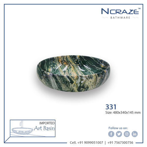 Decorative Army Green Oval Art Wash Basin