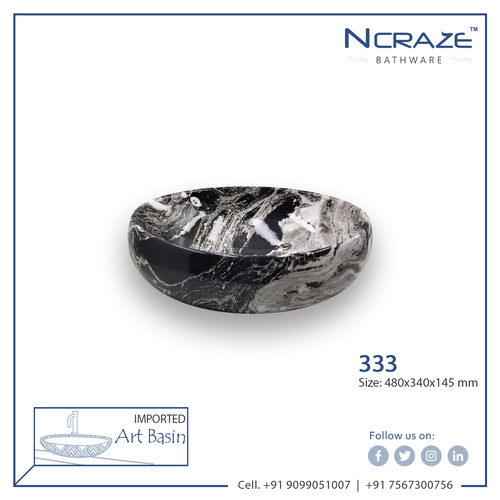 Decorative Black Marble White Shaded Color Wash Basin