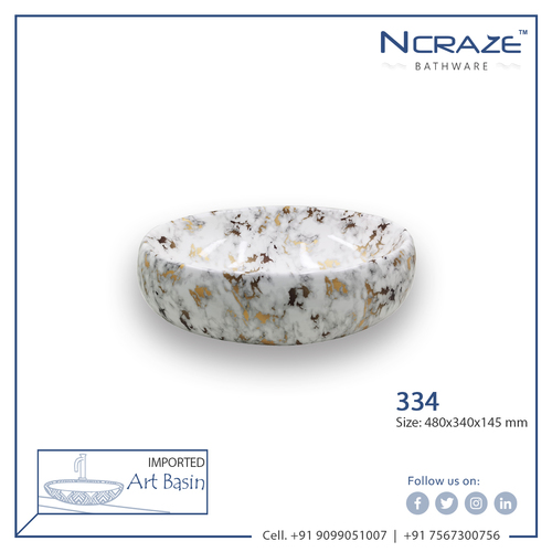 Decorative Cheapest White Color Golden Shaded Wash Basin