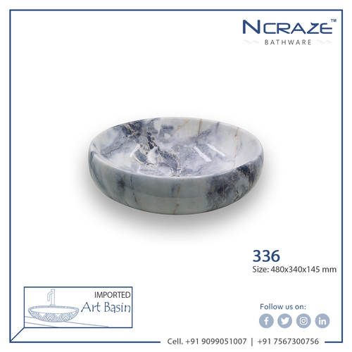Decorative White Echo Blue Shade Marble Wash Basin