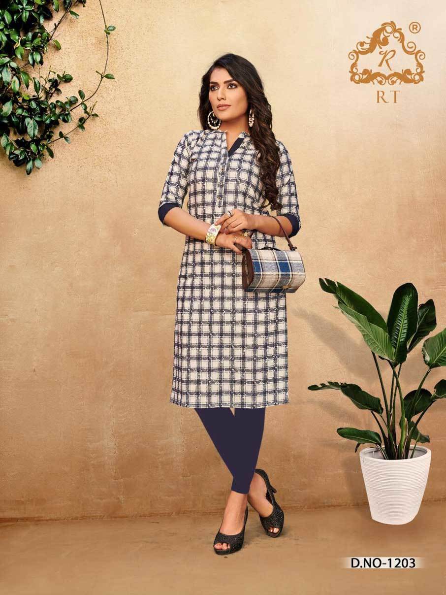 Casual Rt Design Cotton Flex Printed Kurti - Premium Quality Cotton, Available Sizes M(38) To 3xl(46), Suitable For All Seasons, Booking Only