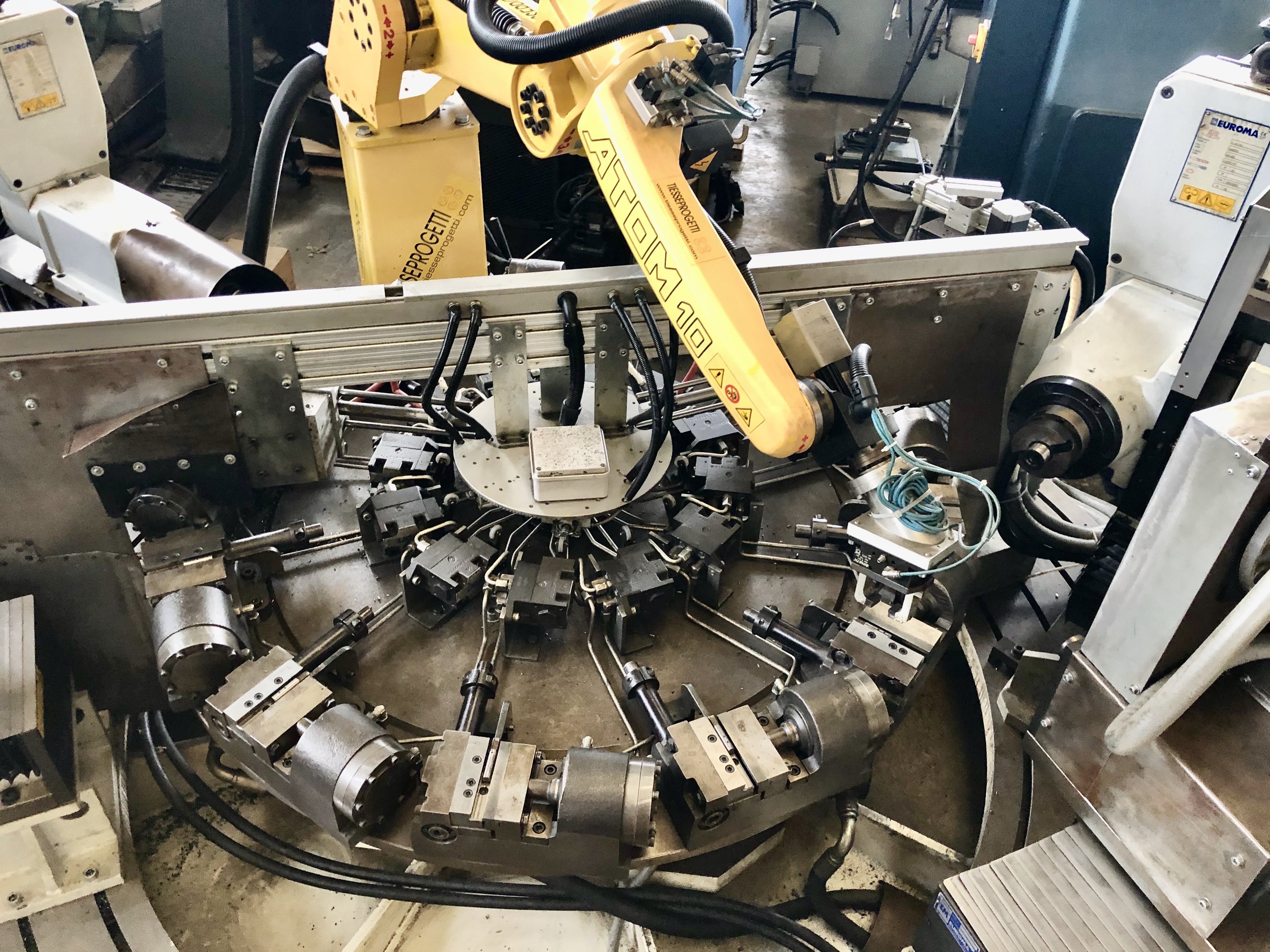 White Transfer Machine With Fibrotakt Rotary Indexing Table And Robot - Atom 10.