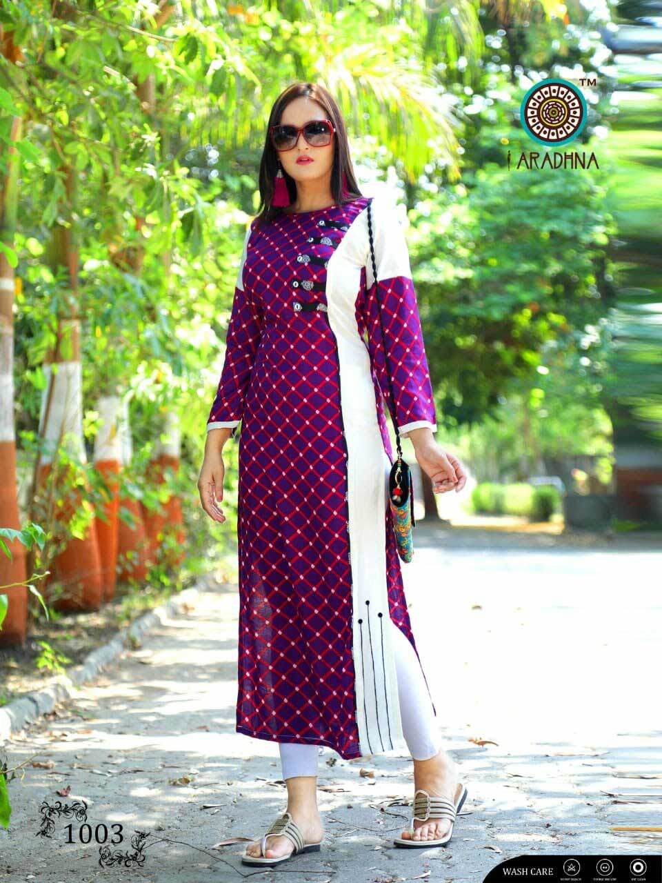 Chocolaty Aradhna Design Rayon Cotton Print Kurtis - Rayon Print With Work, Sizes M(38) To 3xl(46), Ideal For All Seasons, Ladies' Fashion