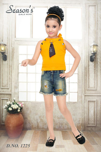 Yellow Girls Hot Pant Set