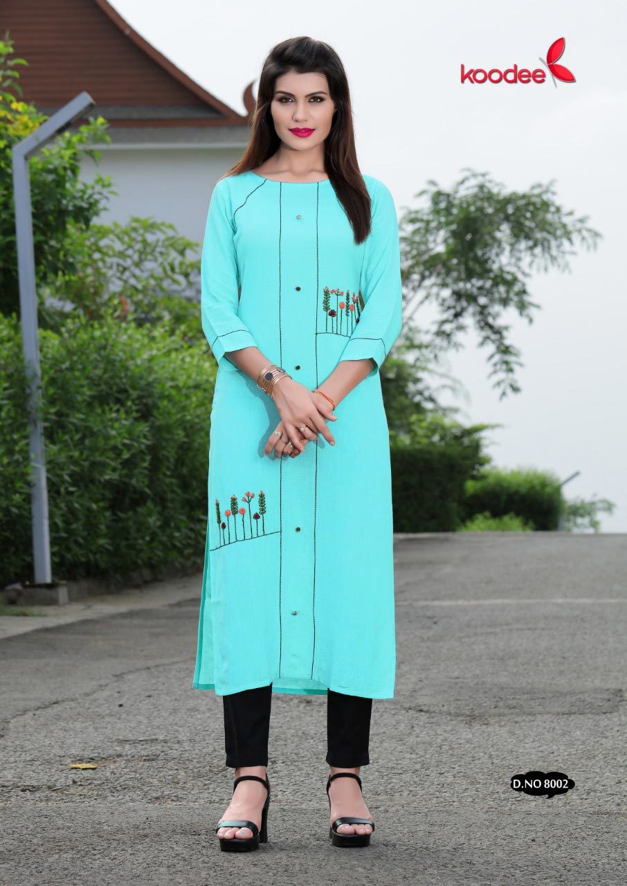 Classlook Koodee Rayon Linen Katha Work Kurti - Size M(38) L(40) Xl(42) Xxl(44) | Perfect For Girls In Rainy, Spring, Summer, Winter Seasons
