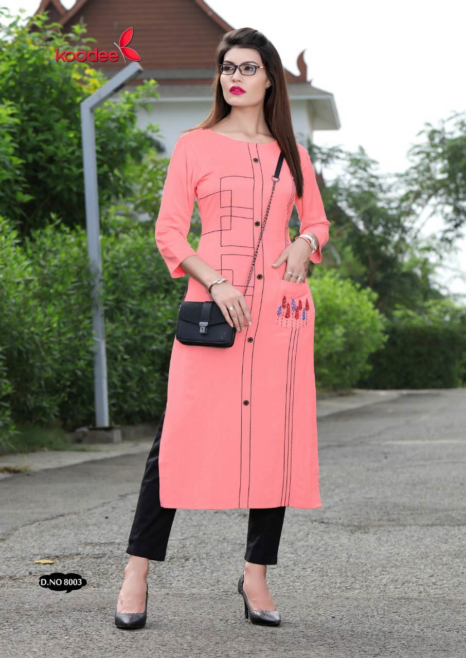 Classlook Koodee Rayon Linen Katha Work Kurti - Size M(38) L(40) Xl(42) Xxl(44) | Perfect For Girls In Rainy, Spring, Summer, Winter Seasons