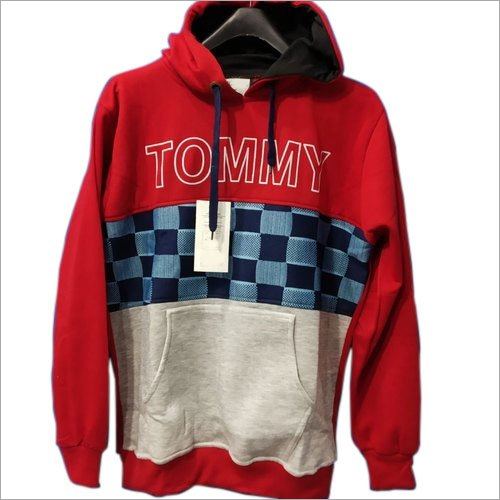 लाल-नीली-सफेद पुरुषों की ऊनी हुडीज़ स्वेटशर्ट