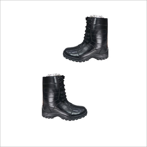 Black DMS Army Shoes - Leather, All Sizes, Black | Sweat Resistant, Breathable Sole, Comfortable Medium Heel