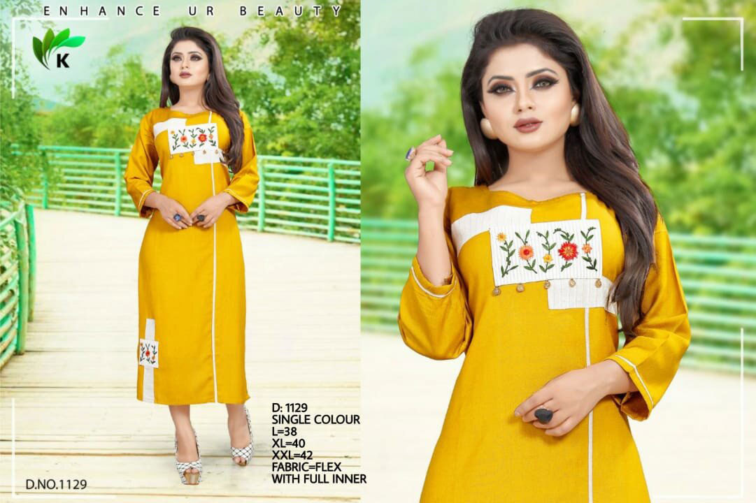 Spring Cotton Silk Handwork Single Design 3 Size Kurti