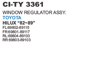 विंडो रेगुलेटर असी टोयोटा हिलक्स