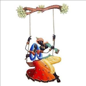Radha Krishna Combo Set - Metal Handicraft Wall Hangings 30x46, Multicolored Indoor & Outdoor Decor