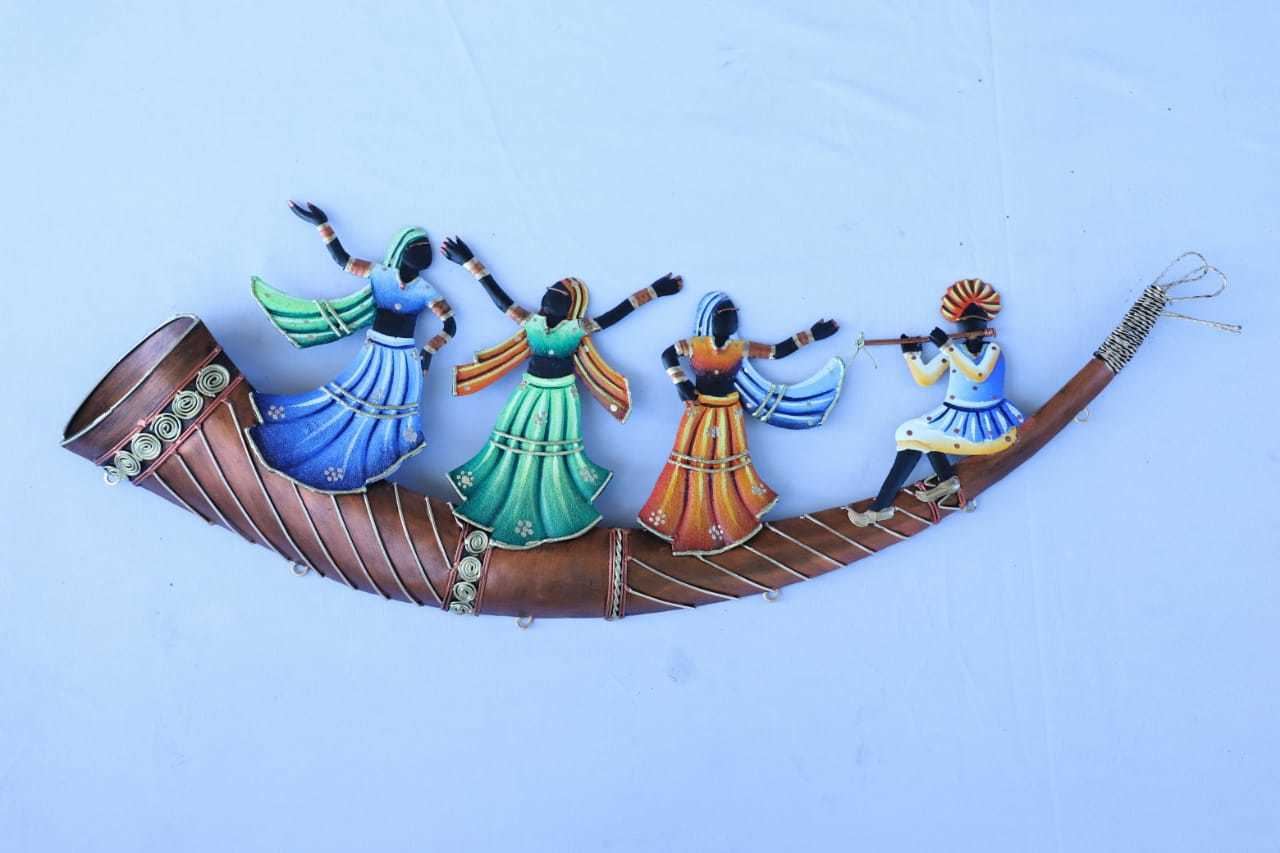 Radha Krishna Combo Set - Metal Handicraft Wall Hangings 30x46, Multicolored Indoor & Outdoor Decor