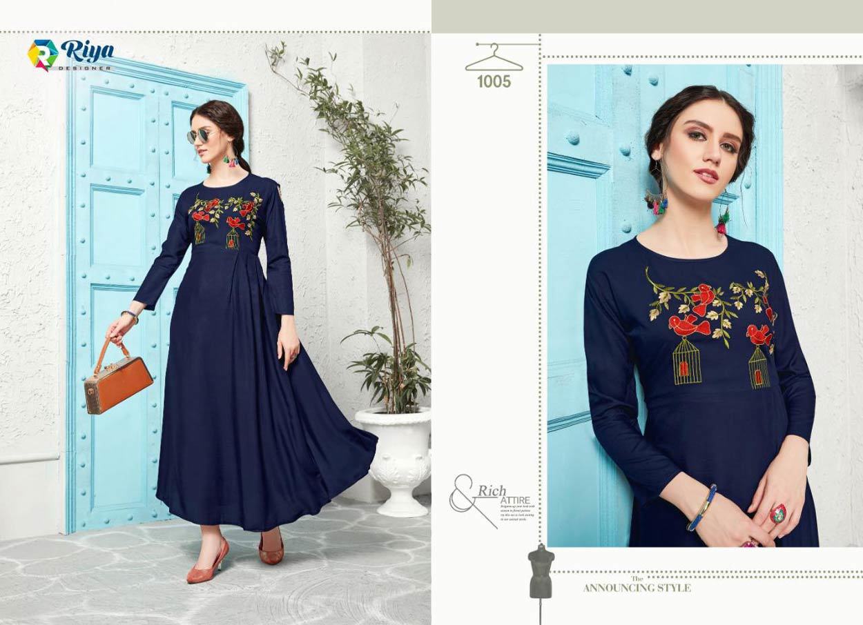 Spring Crystal Riya Designer Rayon Embroidery Kurti