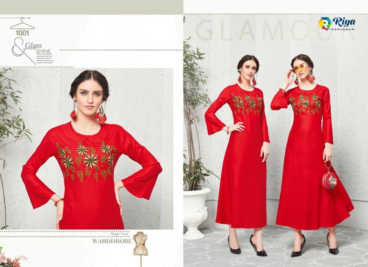 Spring Crystal Riya Designer Rayon Embroidery Kurti