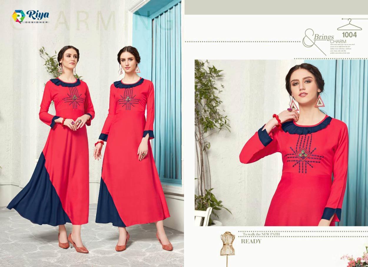 Spring Crystal Riya Designer Rayon Embroidery Kurti