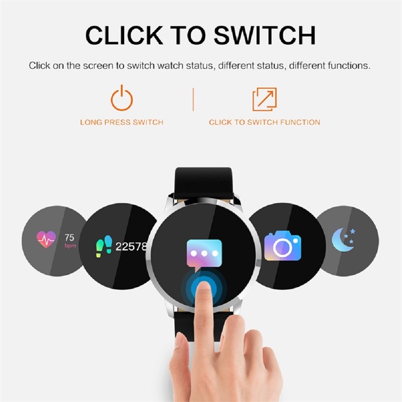 Blue W1 Bluetooth Smart Watch Heart Rate Blood Pressure Monitoring Reminder