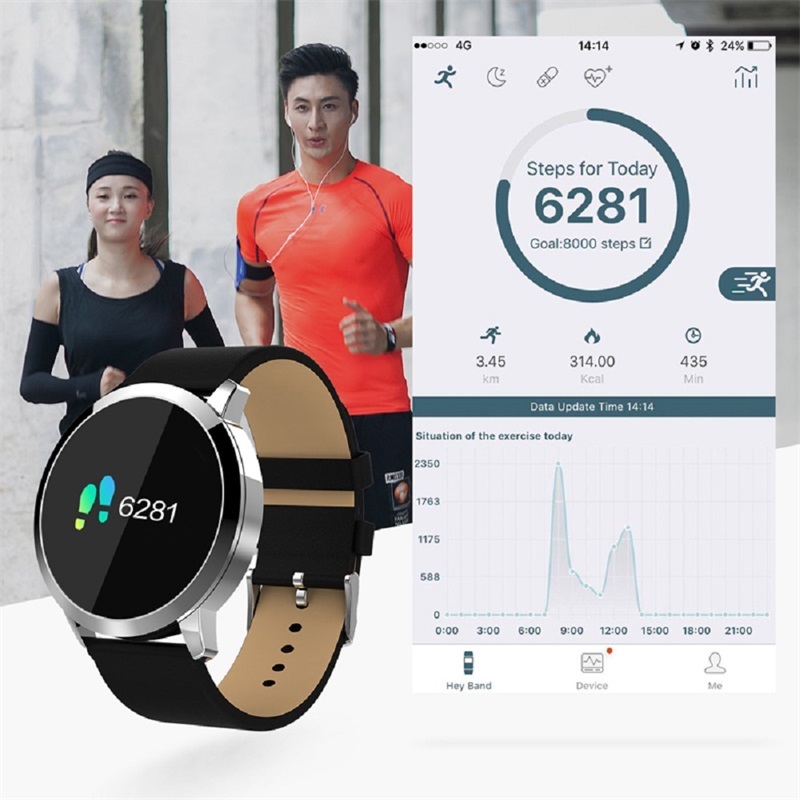 Blue W1 Bluetooth Smart Watch Heart Rate Blood Pressure Monitoring Reminder
