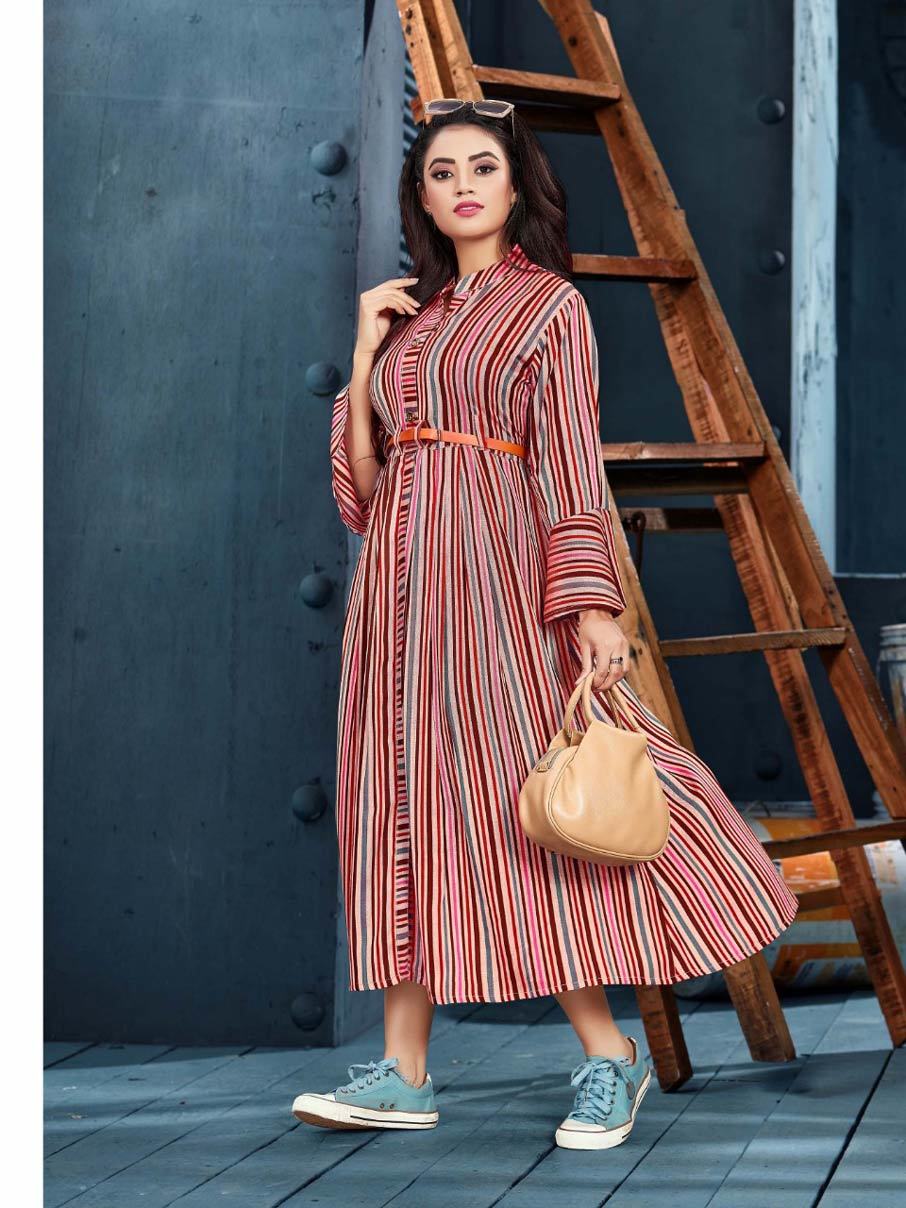 Spring Cute Girl Mithoodi Rayon Lining Flair Wholesale Kurti