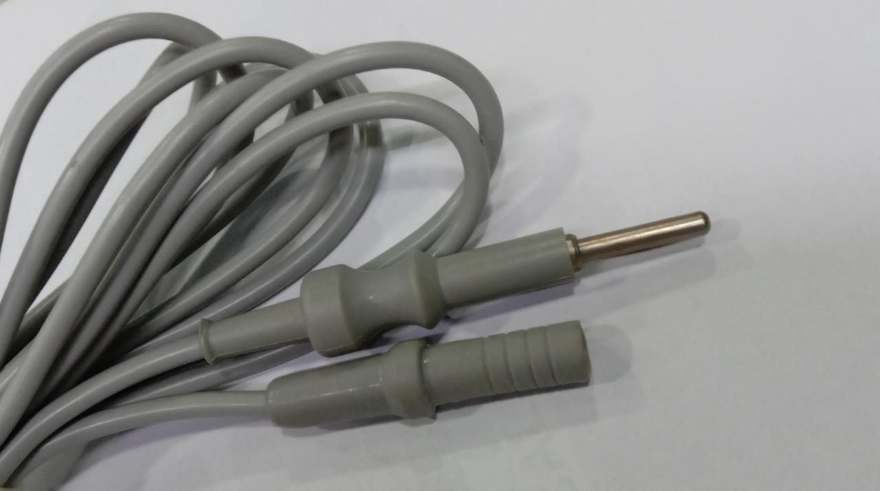 Monopolar Cable Cord - 24 / 0.2mm Silicon Rubber Insulated, 3 Meter Length, Gray & Blue | Autoclavable For Hospitals & Clinics