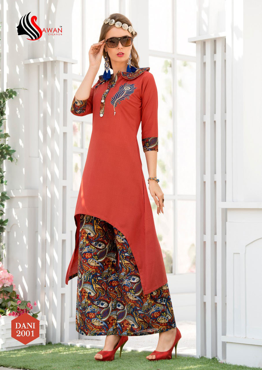 Dani Vol-2 Kurti Set - Heavy Rayon Icon & Rich Feel Cotton, Sizes M-xxl | Elegant Embroidery, Heavy Cotton Cambric Print Palazzo, Perfect For All Seasons