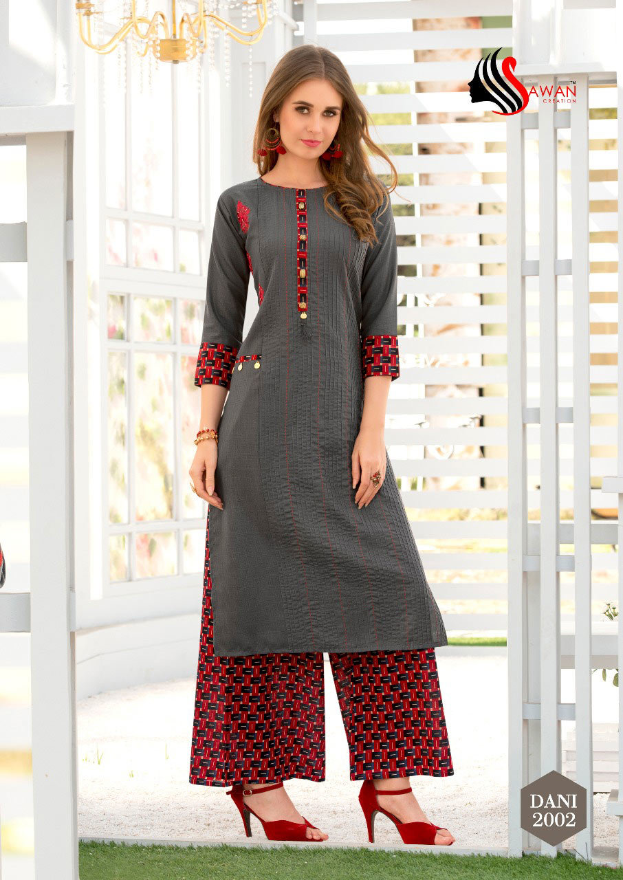 Dani Vol-2 Kurti Set - Heavy Rayon Icon & Rich Feel Cotton, Sizes M-xxl | Elegant Embroidery, Heavy Cotton Cambric Print Palazzo, Perfect For All Seasons