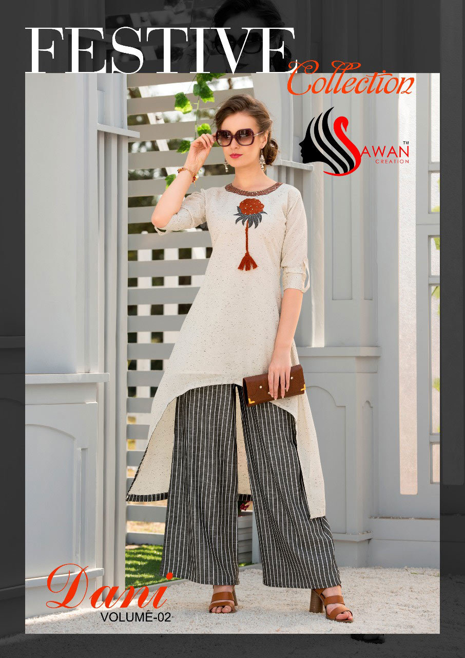 Dani Vol-2 Kurti Set - Heavy Rayon Icon & Rich Feel Cotton, Sizes M-xxl | Elegant Embroidery, Heavy Cotton Cambric Print Palazzo, Perfect For All Seasons