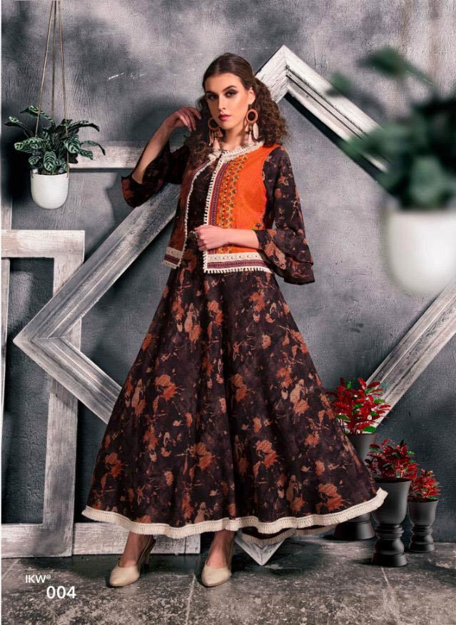Spring Desire Vol-1ikw Jacket Style Printed Long Kurtis