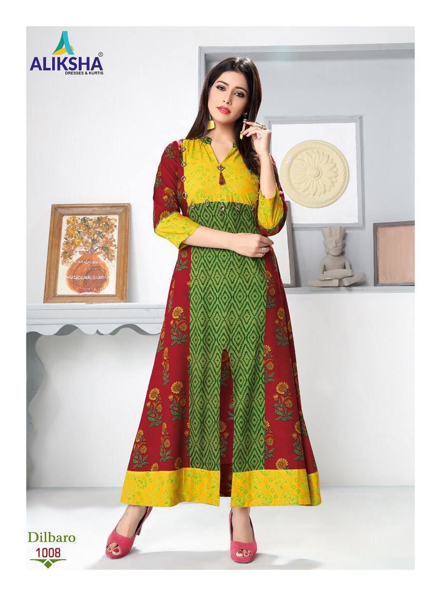 Spring Dilbaro Vol-1 Aliksha Rayon Peek Anarkali Pattern Kurtis