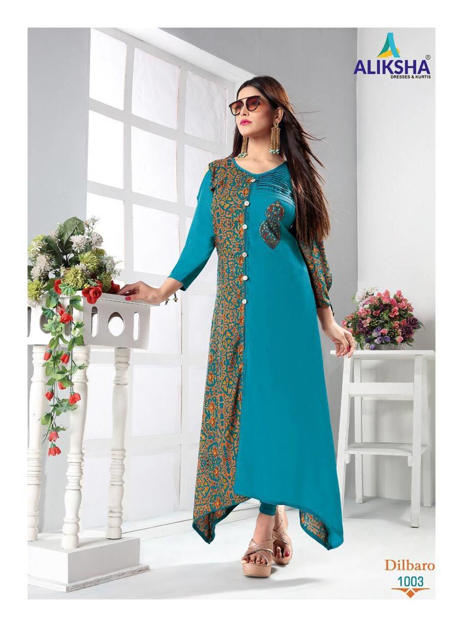 Spring Dilbaro Vol-1 Aliksha Rayon Peek Anarkali Pattern Kurtis